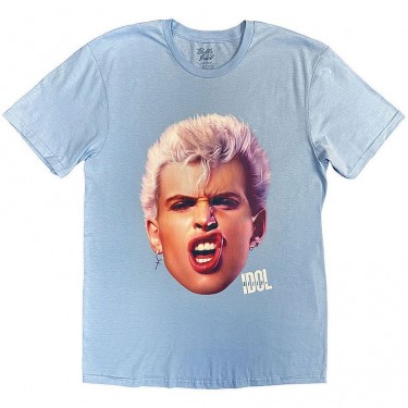 Billy Idol Unisex T-Shirt: Lip Curl (Blue)