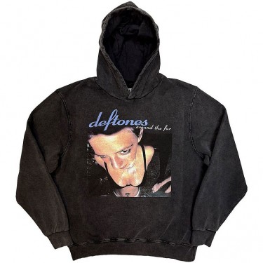 Deftones Unisex Stone Wash Pullover Hoodie: Around The Fur (Charcoal Grey) (Large)