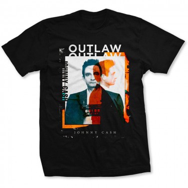 Johnny Cash Unisex T-Shirt: Outlaw Photo (Large)