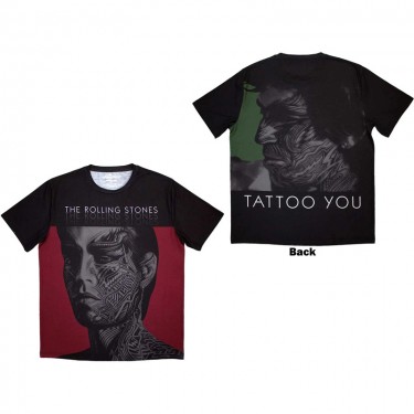 The Rolling Stones Unisex Sublimation T-Shirt: Tattoo You (Black) (Back Print) (Large)