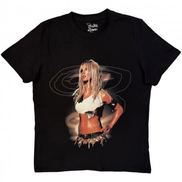 Britney Spears Ladies T-Shirt: Portrait Spiral (Black) (Large)