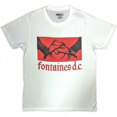 Fontaines D.C. Unisex T-Shirt: Clashing Stags (White) (Large)