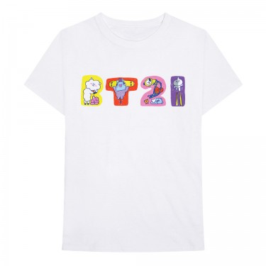 BT21 Unisex T-Shirt: Doodle Letters - White