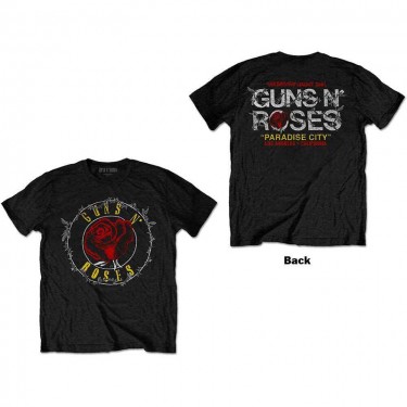 Guns N' Roses Unisex T-Shirt: Rose Circle Paradise City (Back Print) (Small)