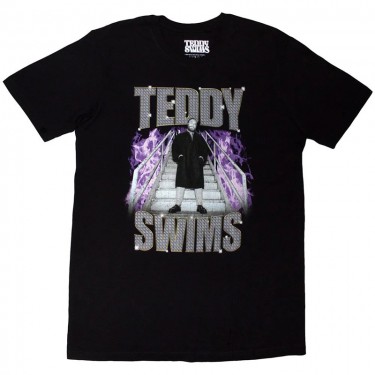 Teddy Swims Unisex T-Shirt: Retro Bootleg (Black) (Large)