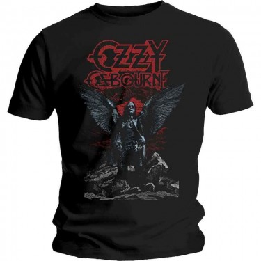 Ozzy Osbourne Unisex T-Shirt: Angel Wings (Black) (Medium)