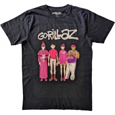 Gorillaz Unisex T-Shirt: Cracker Island Standing Group (Black) (Large)