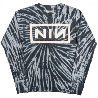 Nine Inch Nails Unisex Long Sleeve T-Shirt: Logo (Blue) (Wash Collection) (X-Large)