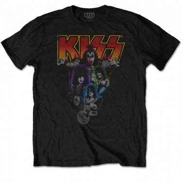 KISS Unisex T-Shirt: Neon Band (Large)