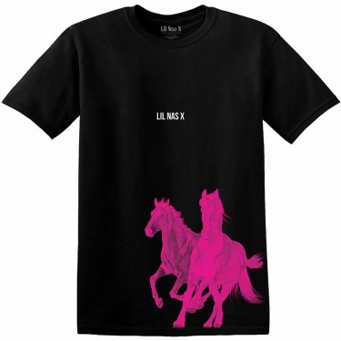 Lil Nas X Unisex T-Shirt: Pink Horses - Black
