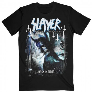 Slayer Unisex T-Shirt: Horned Cool Tone Reign In Blood (Black) (Large)