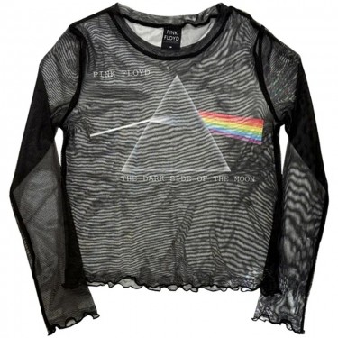 Pink Floyd Ladies Long Sleeve Mesh Crop Top: DSOTM Courier (Black) (Large) Pink Floyd Ladies Long Sleeve Mesh Crop Top: DSOTM Courier (Black) (Large)