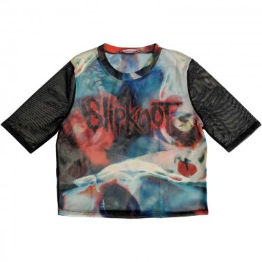 Slipknot Ladies Crop Top: Face & Logo (Mesh) (Large)