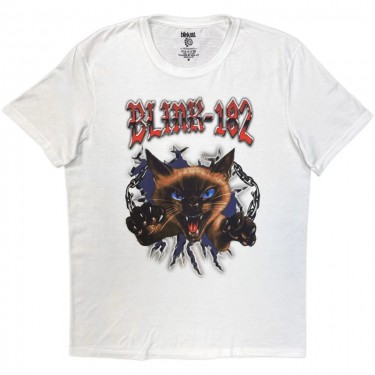 Blink-182 Unisex T-Shirt: Cheshire Cat (White) (Small)
