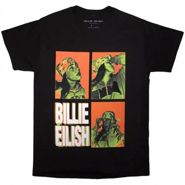 Billie Eilish Unisex T-Shirt: 3 Photo Logo (Black) (Large) Billie Eilish Unisex T-Shirt: 3 Photo Logo (Black) (Large)