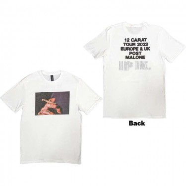 Post Malone Unisex T-Shirt: Burn It Down 2023 Tour Dates (Back Print & Ex-Tour) (Medium)