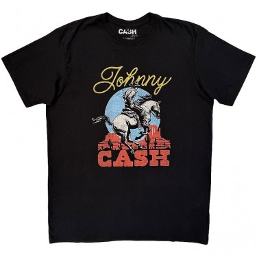 Johnny Cash Unisex Premium Carbon T-Shirt: Cowboy (Black) (Large)