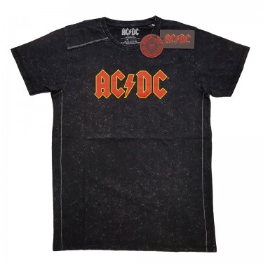 AC/DC Unisex Snow Wash T-Shirt: Logo - Black