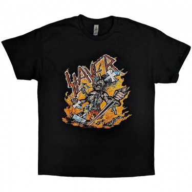 Slayer Unisex T-Shirt: Cartoon Flames (Large)