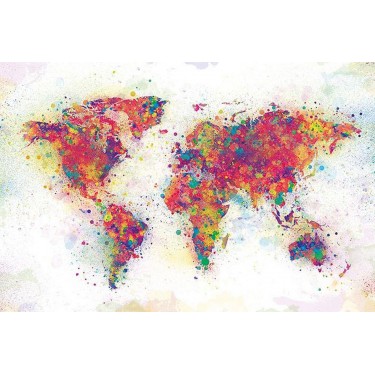 plakát 3215 - WORLD MAP - COLOUR SPLASH - 91,5 X 61 CM