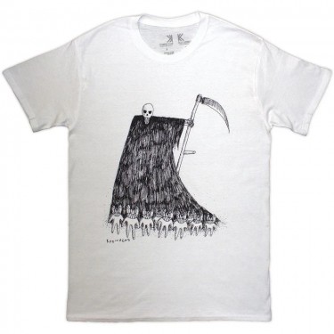Radiohead Unisex Organic T-Shirt: Grim Reaper (White) (Large)