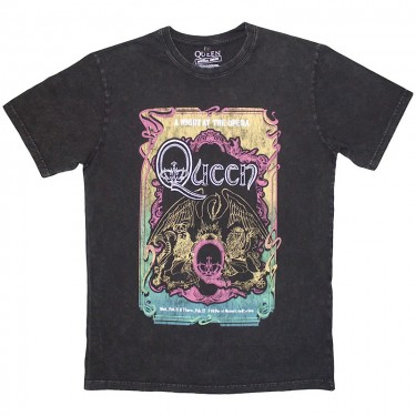 Queen Unisex Stone Wash T-Shirt: A Night At The Opera Tour '76 (Medium)