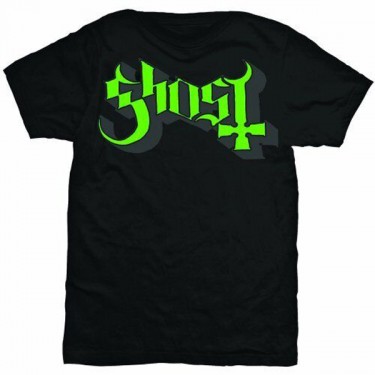 Ghost Unisex T-Shirt: Green/Grey Keyline Logo (Medium)