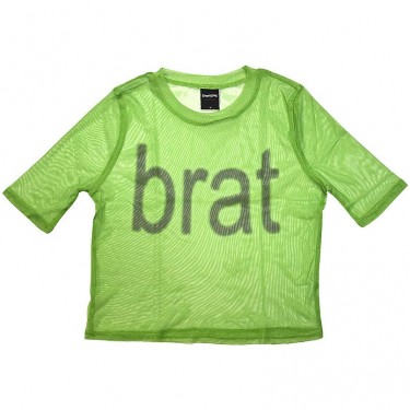 Charli XCX Ladies Mesh Crop Top: Brat (Green) (Large)