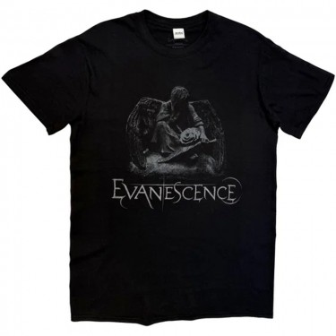 Evanescence Unisex T-Shirt: Angel Statue (Black) (X-Large)