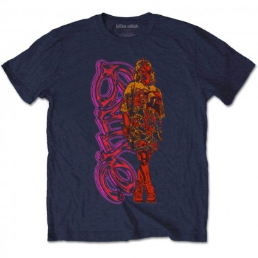 Billie Eilish Unisex T-Shirt: Neon Logo & Billie (Small)