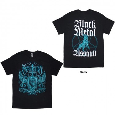Marduk Unisex T-Shirt: Black Metal Assault (Black) (Back Print) (XX-Large)