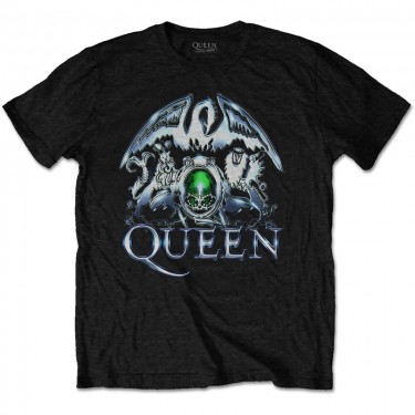 Queen Unisex T-Shirt: Metal Crest (Large)