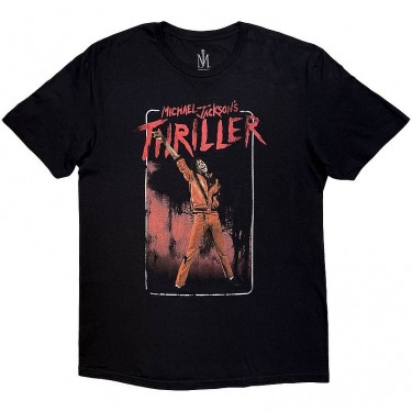 Michael Jackson Unisex T-Shirt: Thriller White Red Suit (Black) (X-Large)