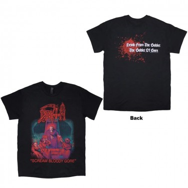Death Unisex T-Shirt: Scream Bloody Gore (Black) (Back Print) (X-Large)
