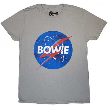 David Bowie Unisex T-Shirt: Starman Logo (Grey) (Medium)