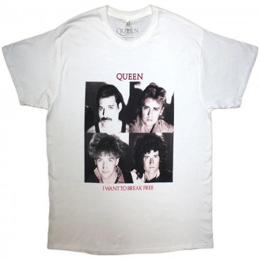 Queen Unisex T-Shirt: I Want To Break Free (White) (Medium)